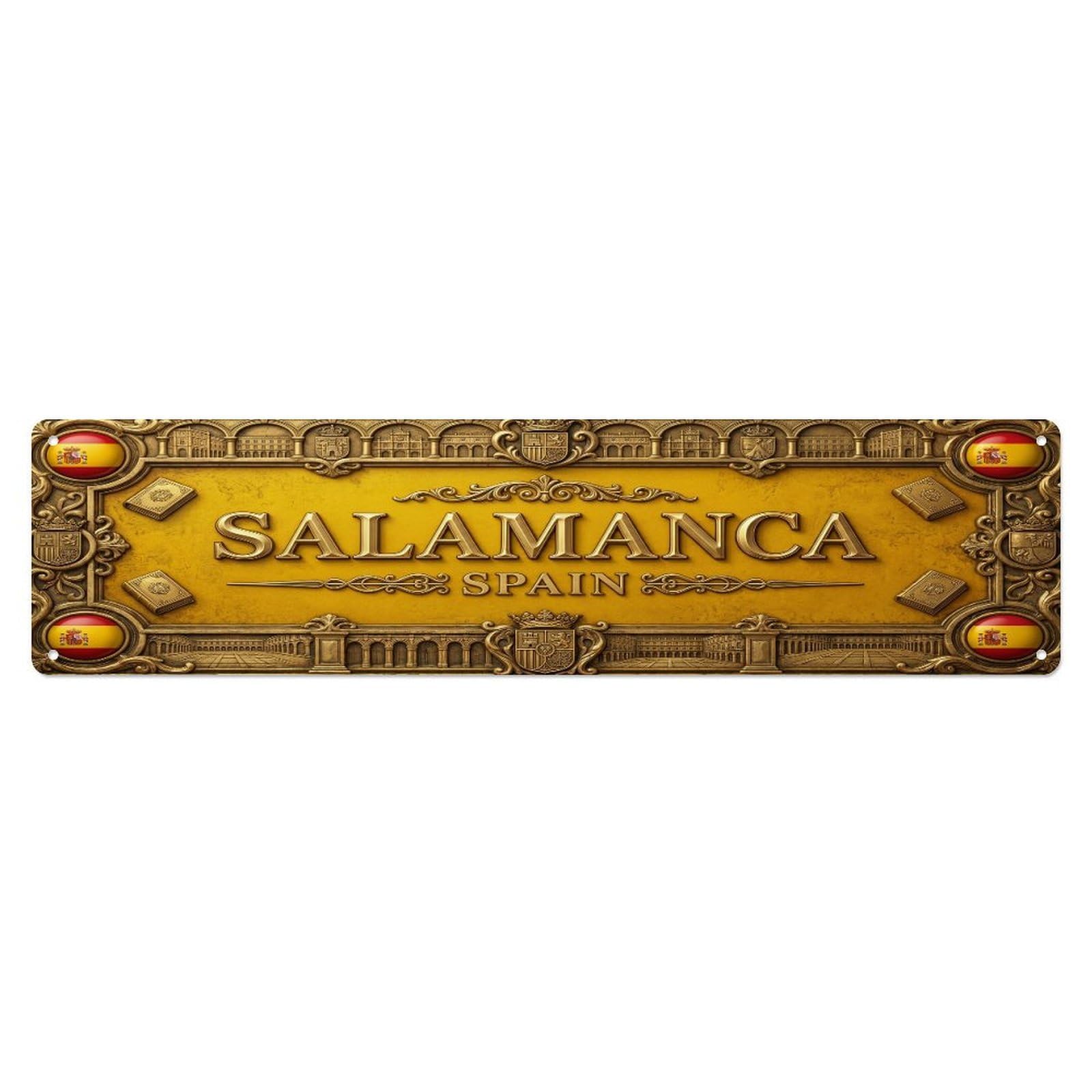 Vintage Salamanca Spain Flag Pattern Metal Tin Sign