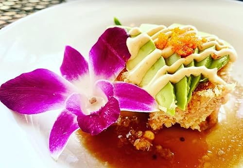 Miniatura 4 de Miami Fresh Orchid Flower OrchidClub USA Sunne Tropical Loose Bloom DIY Lei, decoración de alimentos y bebidas (50 morado)