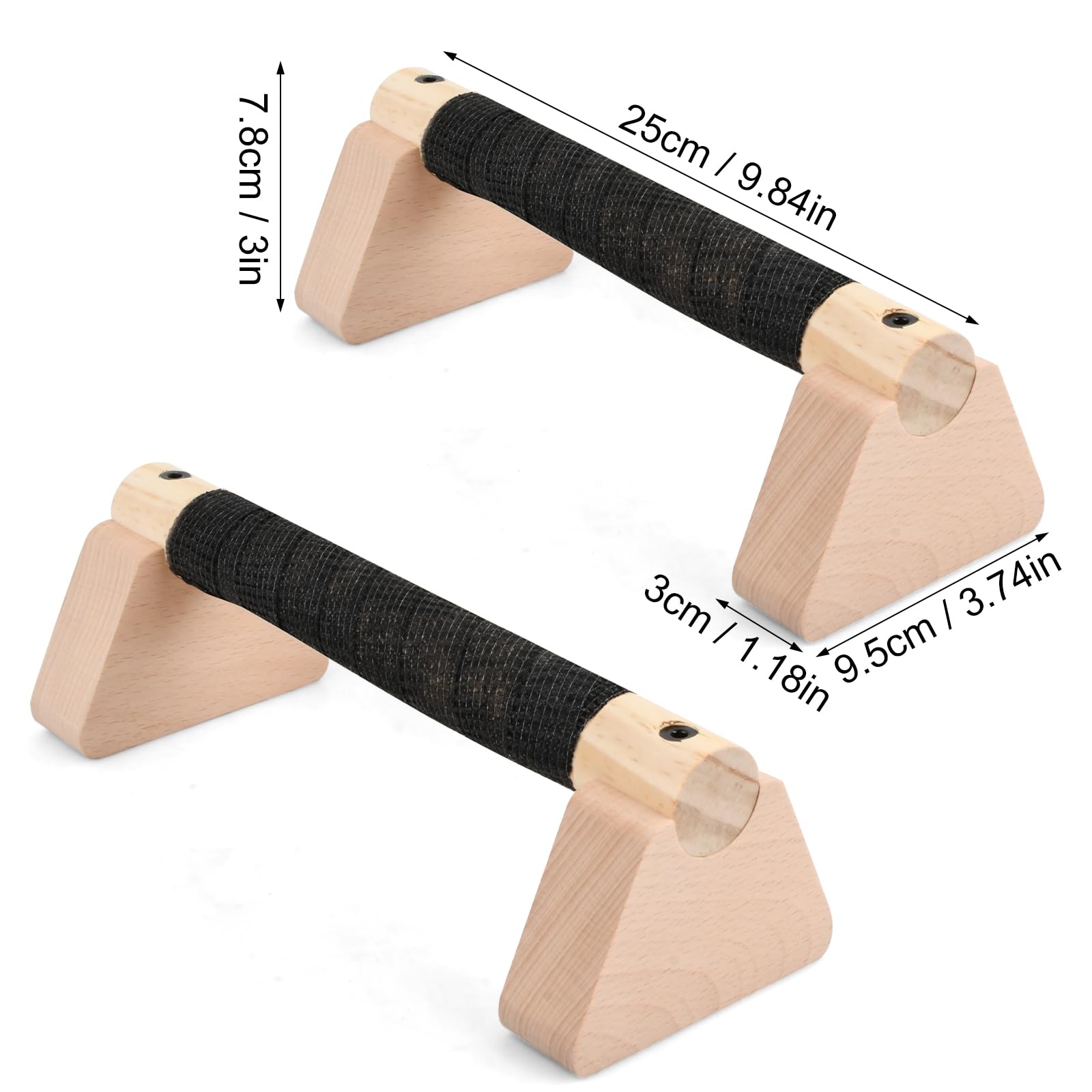 2 Pcs Parallele Basse 25cm, Push Up Board, con Maniglie Antiscivolo, Maniglia Più Spessa, Carico Fino 300kg, Calisthenics Attrezzature, Parallele Ginnastica Artistica per Casa Yoga