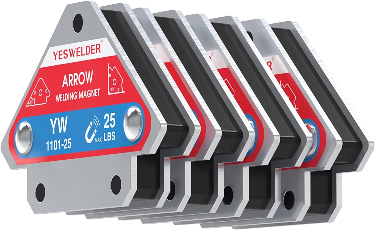 YESWELDER 11.3KG Escuadra magnetica para soldar 4 piezas de soporte magnético de soldadura 11.3KG poder de sujeción Accesorios de soldadura