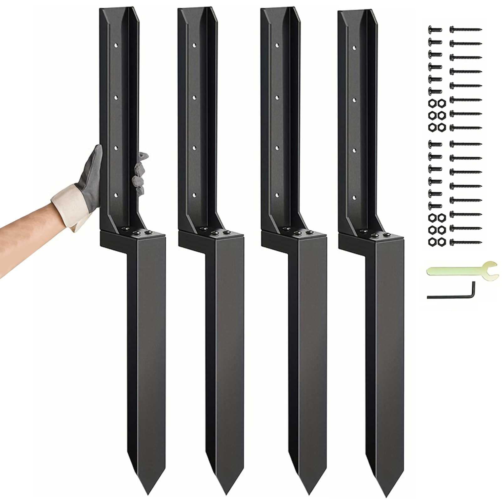 Fence Post Repair Spike, Heavy Duty Metal Fence Post Support & Repair Kit