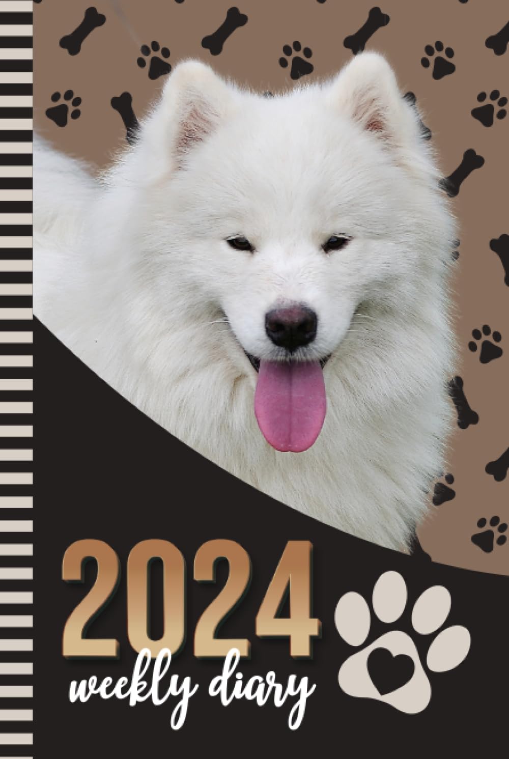 Independently published 2024 Weekly Diary: Hardcover / 6x9 Dated Personal Organizer/Daily Scheduler With Checklist - To Do List - Note Section - Habit Tracker/Organizing Gift/Samoyed Dog - Paw Print Art Cover