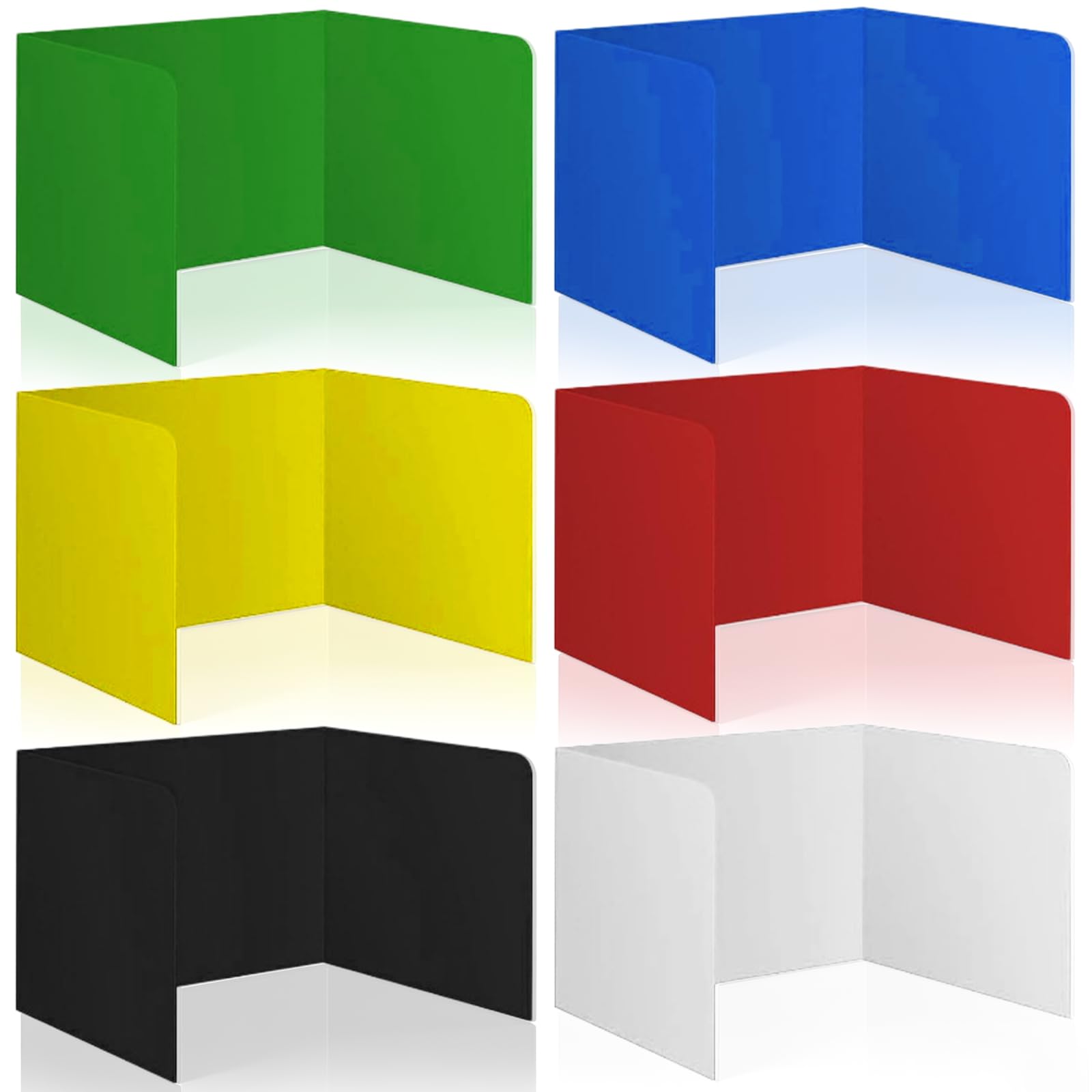 6 Stück Schreibtisch Trennwand Faltbar, 36x33,3cm U-Förmiger Tischtrennwand, Multifarbener Sichtschutz Für Konzentriertes Arbeiten, Für Schule Büro Bibliothek, Inkl. 6 Aufkleber
