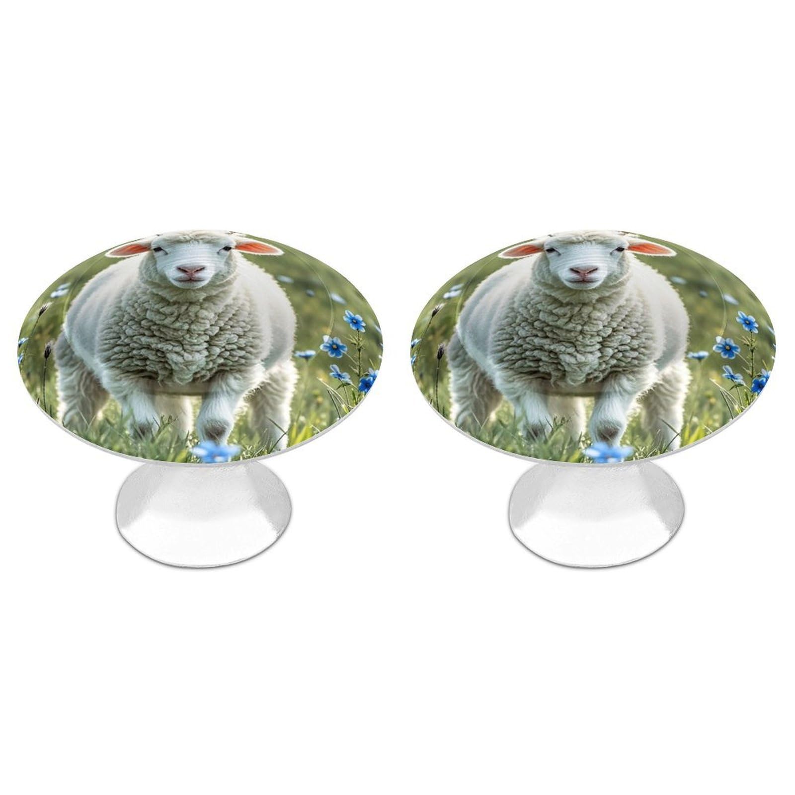 FekiLoot Round Cabinet Knob 2 Pack Kitchen Drawer Knobs Stainless Steel Round Drawer Pulls Modern Cabinet Hardware Sheep Drawer Hardware for Dresser Closet Door Knobs