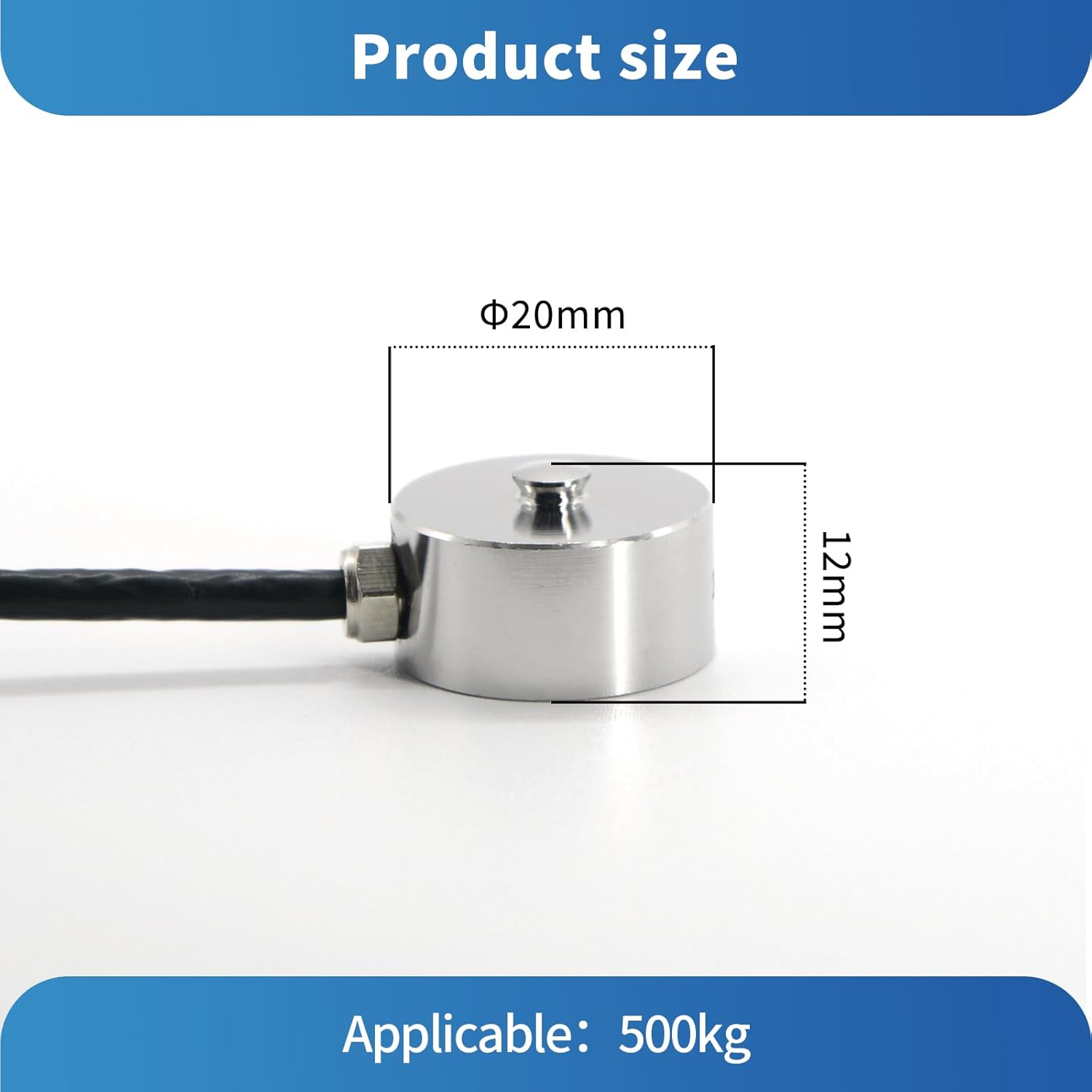 Mini Load Cell Sensor,Button Type Scale Weigh Force Pressure Sensor,Test Tension and Compression,High Precision 0.2% Diameter Φ20 mm*12mm with 3m Cable (0-200KG)