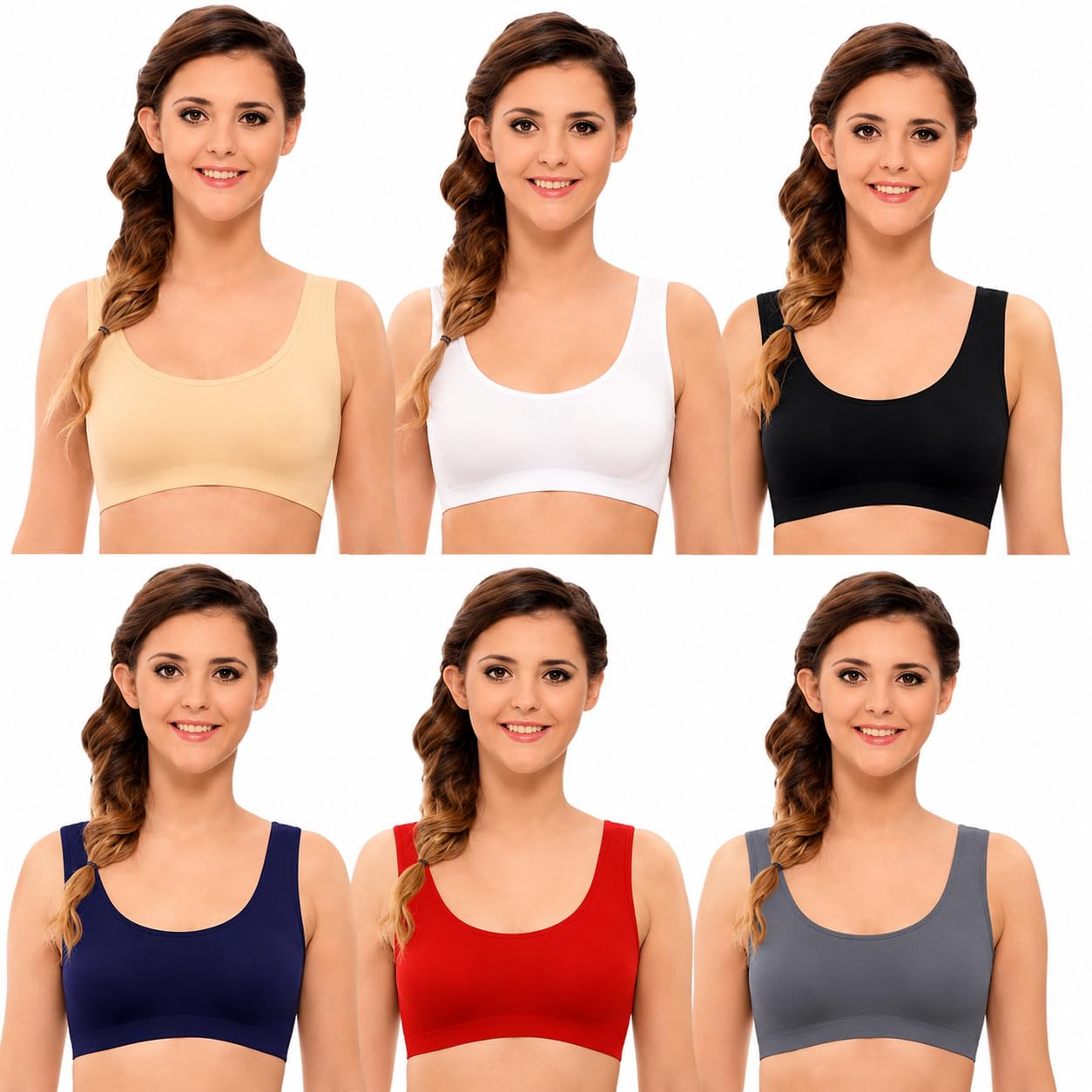 Women Everyday Sports Air Bra | Non-Padded | Non-Wired | Molded | Full Coverage | Multicolor | Pack of 6 |-image-28