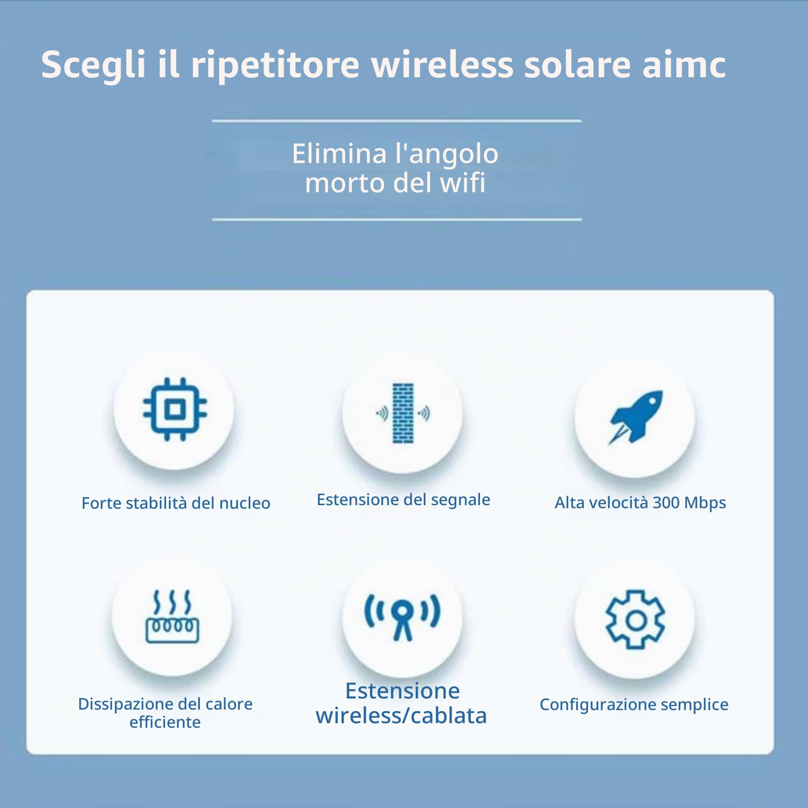 Solar WiFi 6 Extender Signal 300MBPS 2,4 GHz 150 M Range Long Endurance Acqua WiFi Signal Booster, per Casa Esterna