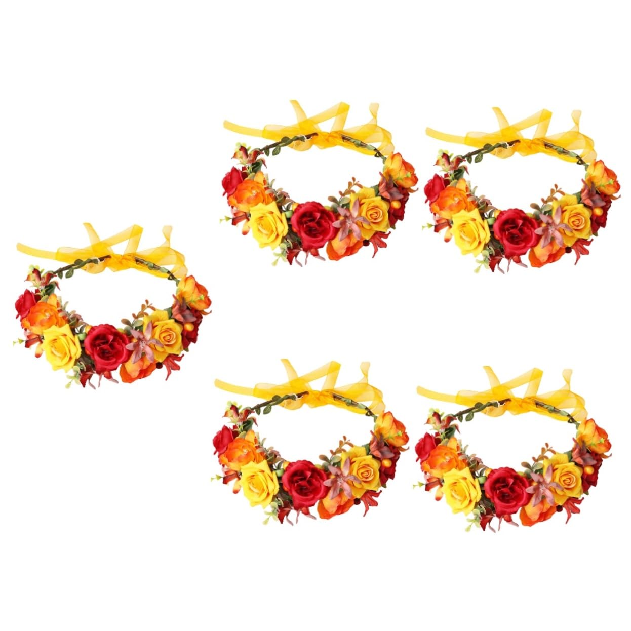 FRCOLOR 5St Simulations blumen haarband Rose geblümt Blumenkrone Blumenkranz damen stirnbänder wedding hair accessories hochzeits haarschmuck Blumengirlanden-Stirnband Kopfschmuck Stoff