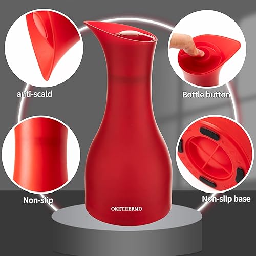 Miniatura 4 de Termo de café de 20 onzas la jarra de café OKE se mantiene caliente o fría con 24 horas el termo de vidrio premium conserva el máximo sabor de café