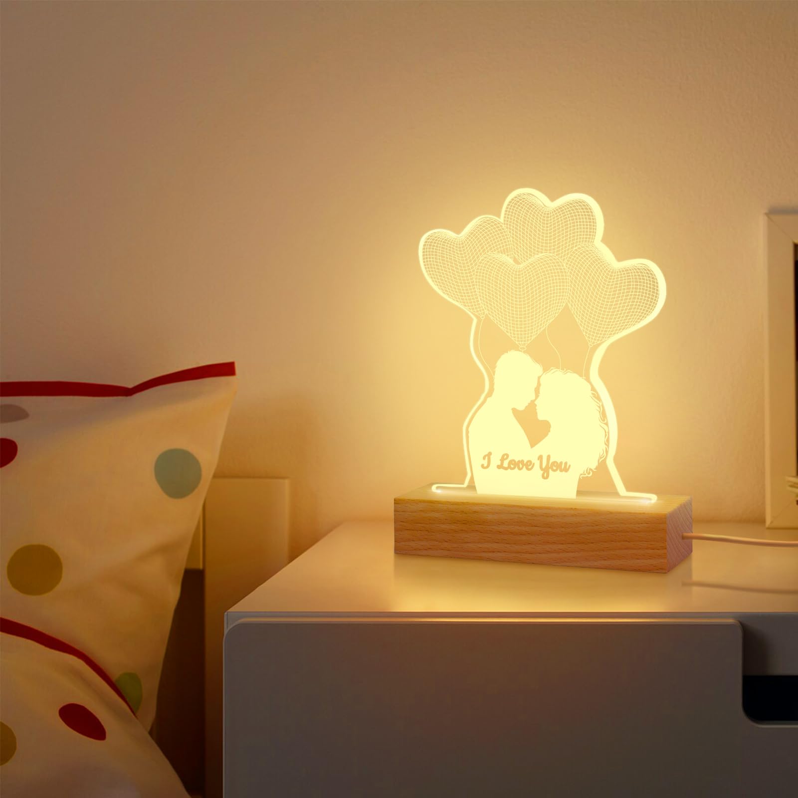 Luce notturna a LED rosa personalizzata, regalo di anniversario