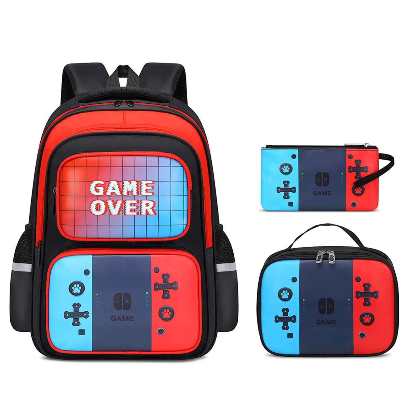 ACEIOT Kids Backpack For Boys, Gamer Boys Backpack with Lunch Box and Pencil Case For Children Teens Elementary Middle School, Mochilas Escolares Para