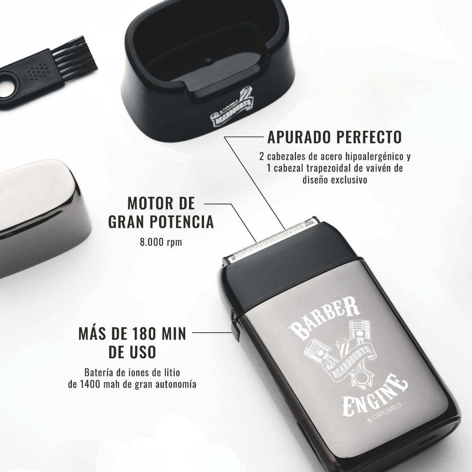 Beardburys Muscle Shaver | Afeitadora Láminas Hombre, Maquina Afeitar Barba y Calva, Cuchilla Flexible y Cuerpo Metálico, Barbero Profesional