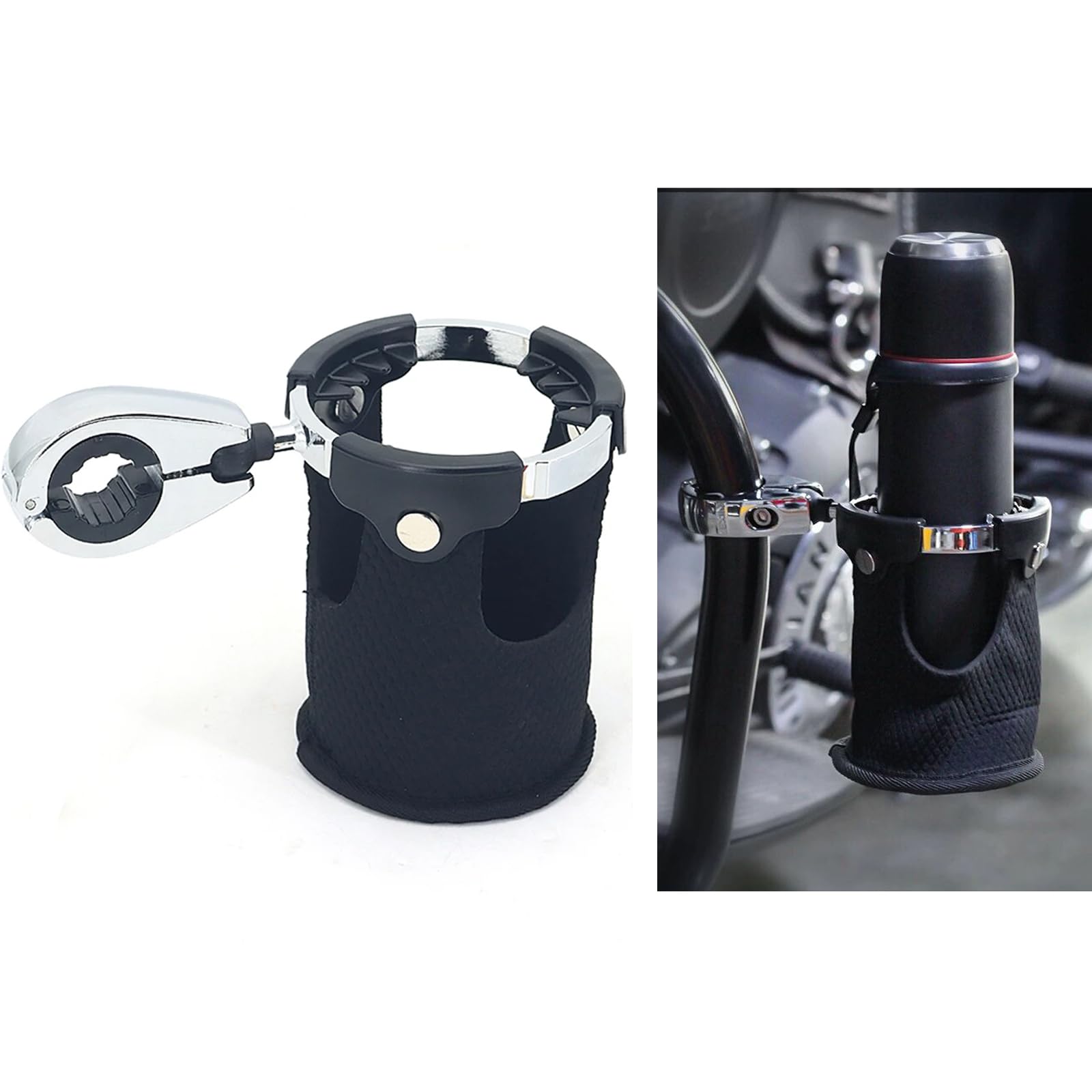 Motorcycle Cup Holder, 22MM 25MM 32MM Caliber Handlebar Universal Water Bottle Drink Cup Basket Holders with 360°Swivel Ball for Harley/Car/Bike/Kayak/ATV/UTV/Boat/Canoe/Scooter/Walker