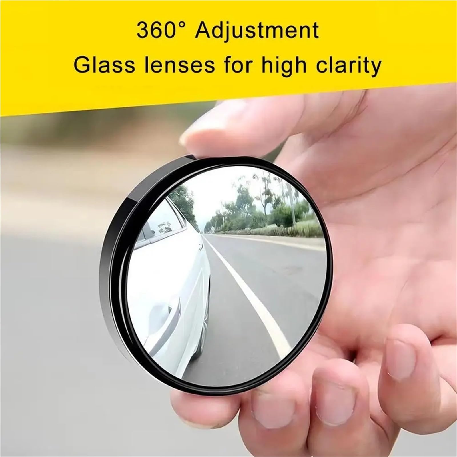 Accessori per auto Retrovisore per auto piccolo rotondo | Specchio per cecità visiva Specchio ausiliario impermeabile ad alta definizione a 360 gradi(Black)
