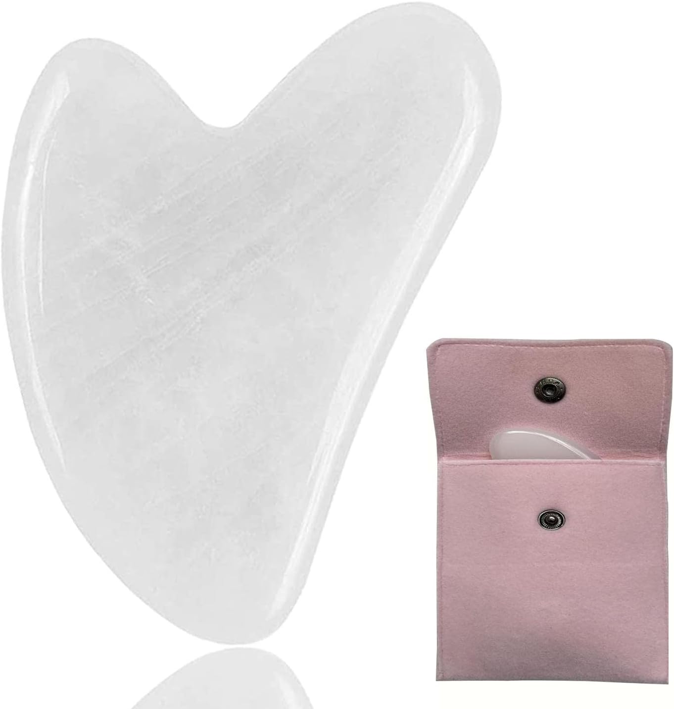 Gua Sha Facial Tools, Jade Gua Sha Stones Massage Scraping for Physical Therapy, for Face, Eyes, Neck and Body (White)