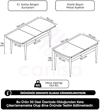 Kor Serisi 70x114 cm Açılabilir Yemek Masası, Barok Ahşap Desen