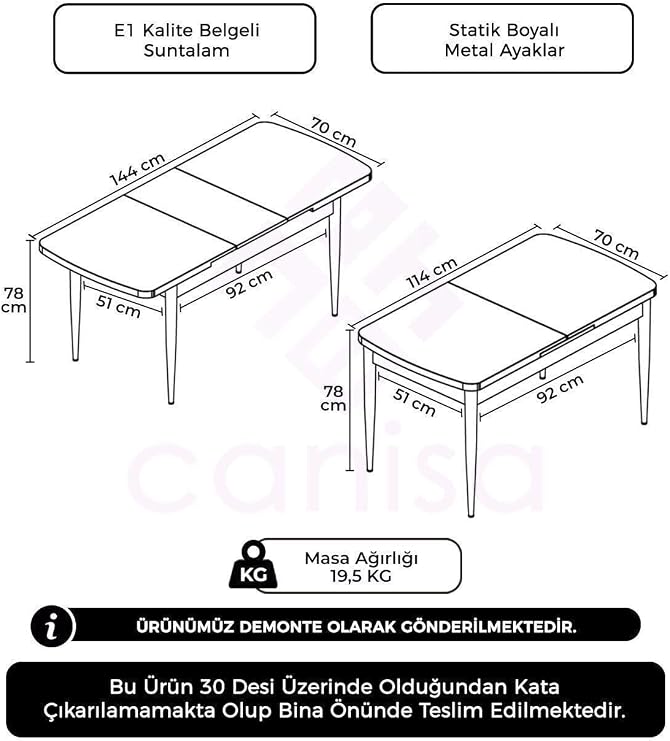 Kor Serisi 70x114 cm Açılabilir Yemek Masası, Barok Ahşap Desen