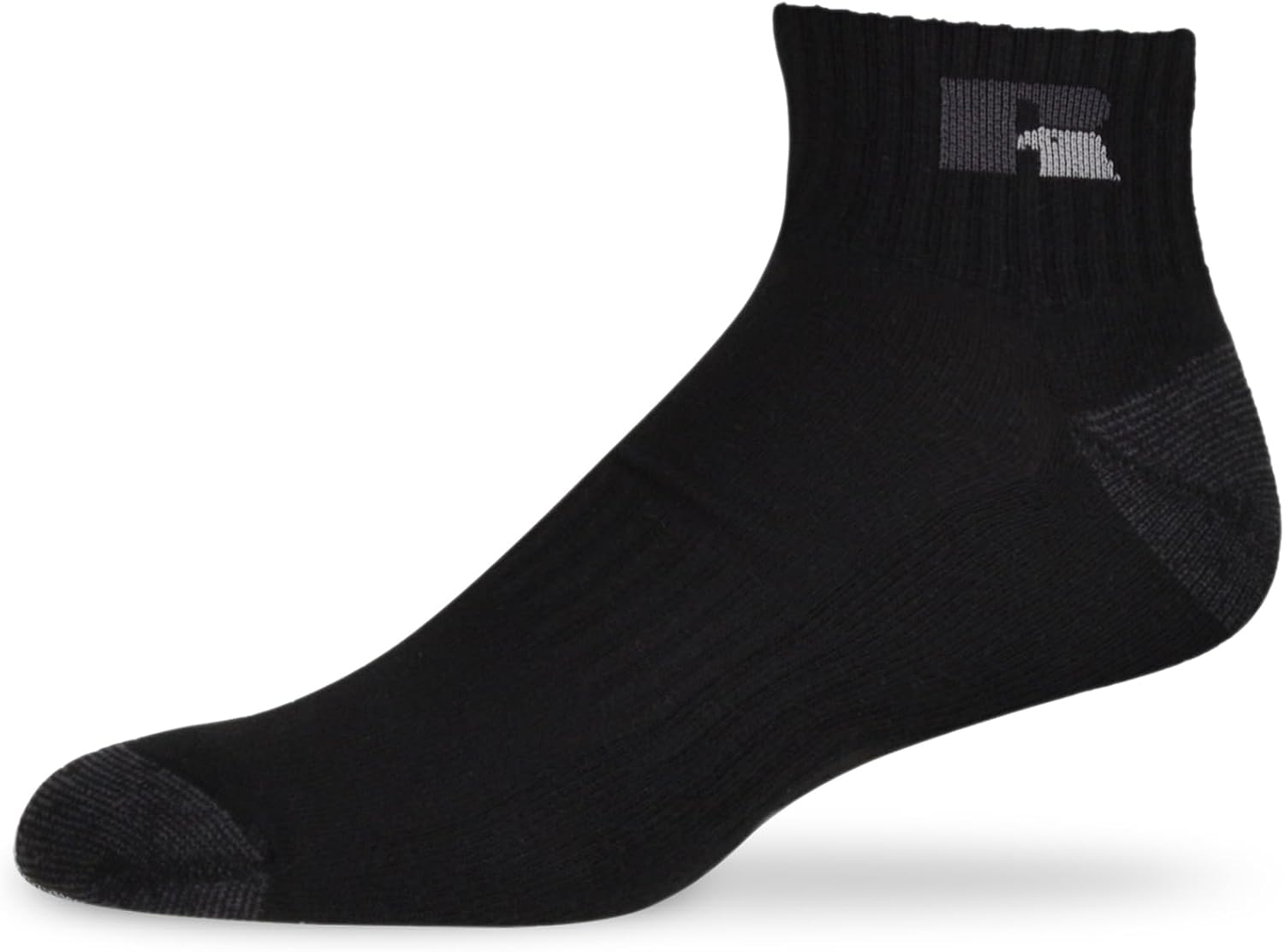 Russell Athletic Quarter Socks, 3-Pack – Moisture-Wicking Ankle, Cushioned, Arch Support, Reinforced Heel & Toe