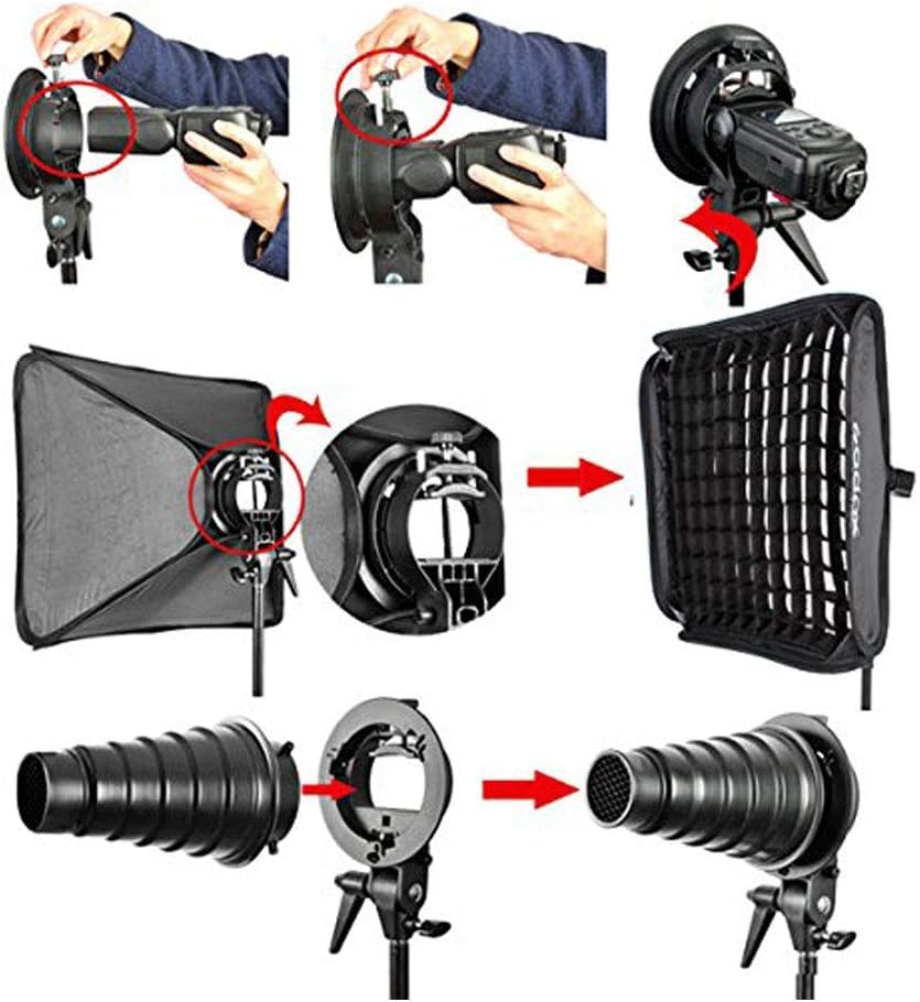 Godox Softbox 32"x32" Soft Light Modifier with Grid, S-Type Flash Bracket Bowens Mount Holder for Studio Flash Speedlight Photography Godox AD200Pro V860II V860III TT685II TT600 TT350