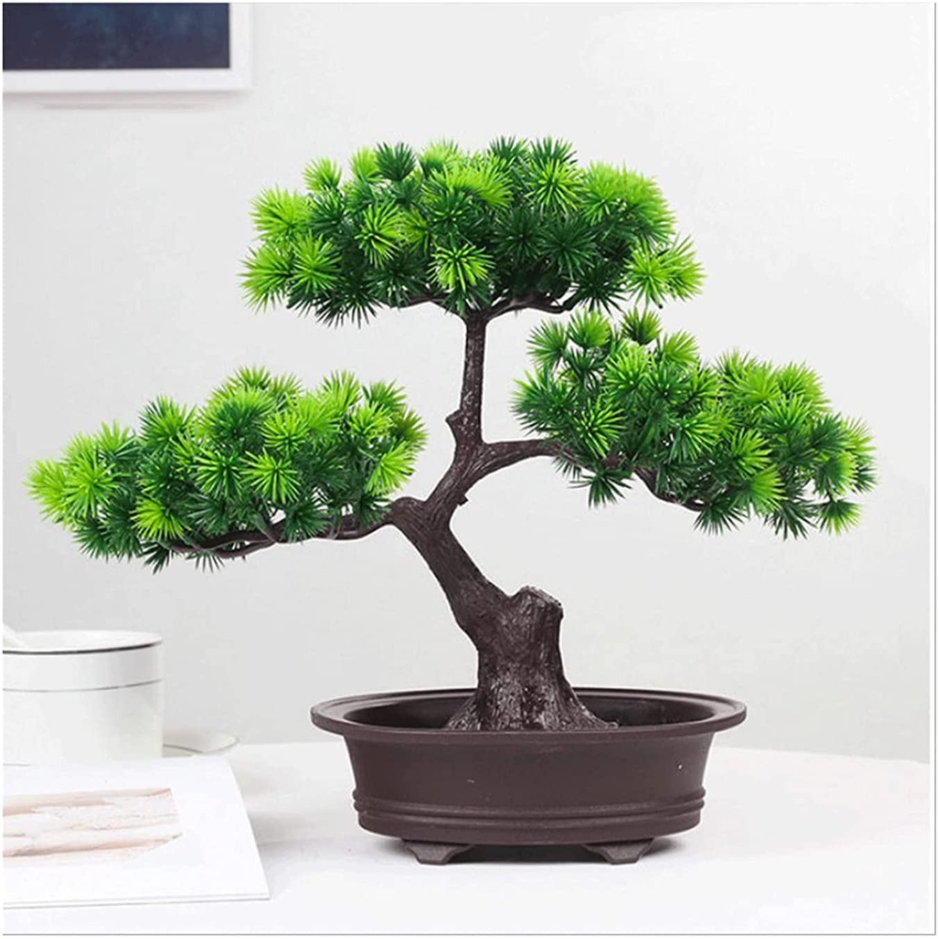 CAFIEDR Artificial Bonsai Tree Fake Plant Room Decoration Family Farmhouse Bathroom Decoration, Height 9.8 Inches.
