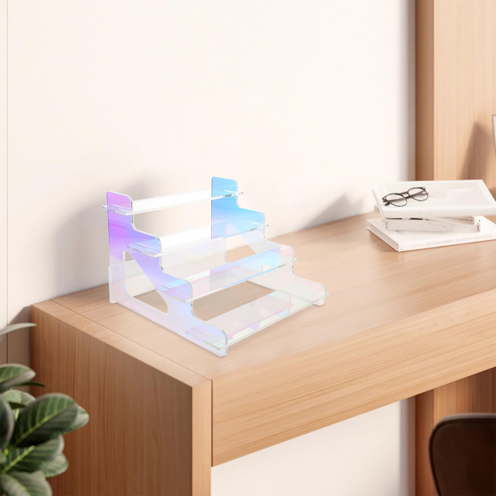 Healeved Acryl Parfümständer mit 4-stufigem Design Farbenfroher Figurenständer für Einfache Aufbewahrung und Platzsparende Organisation von Kosmetik und Figuren im Zuhause