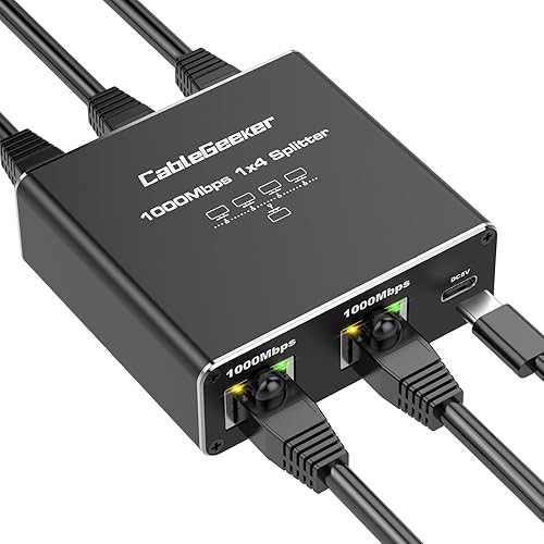 Miniatura 10 de CableGeeker Divisor Ethernet 1 a 2 de alta velocidad de 1000 Mbps, divisor de Internet Gigabit RJ45 con cable de alimentación USB, adaptador LAN de