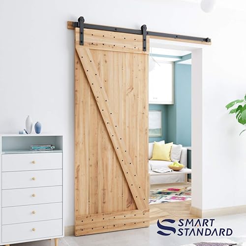 Miniatura 2 de SMARTSTANDARD Kit de herrajes para puerta corrediza de granero resistente de 6 pies de largo (suave y silencioso), fácil de instalar, incluye