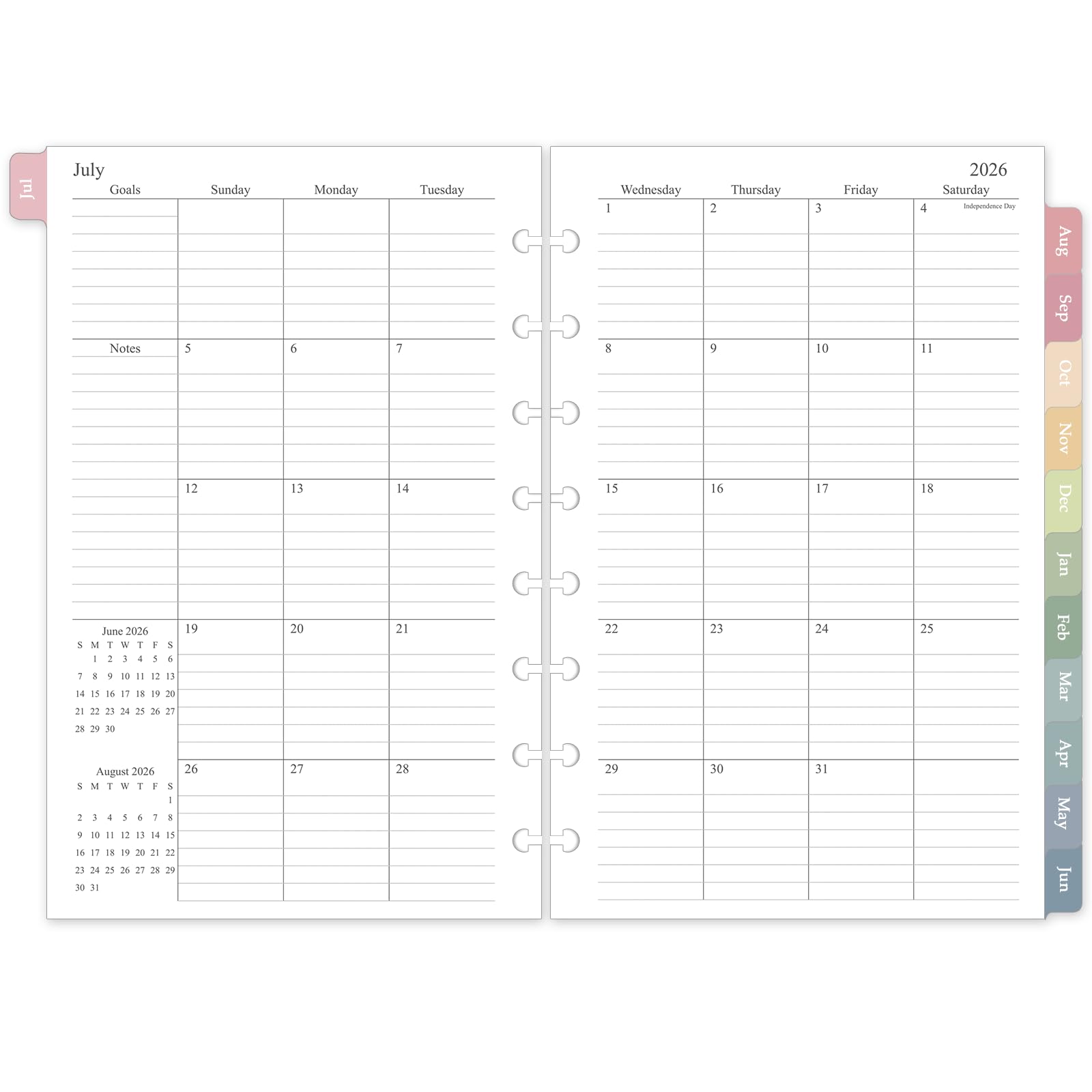 Monatsplaner 2026-2027 Nachfüllpackung für 8 Disc, 18 Monatskalender, 14 x