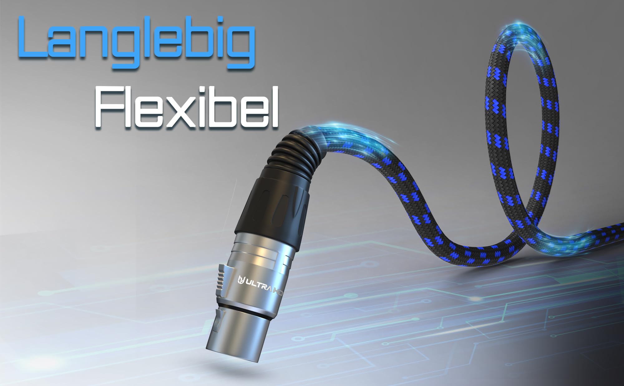 Cable de Altavoz Ultra HDTV XLR - Audio HiFi de 5 m - Conector a Toma XLR - Metálico Con Mecanismo de Encaje a Presión y Funda de Nailon Con Protección Contra Dobleces