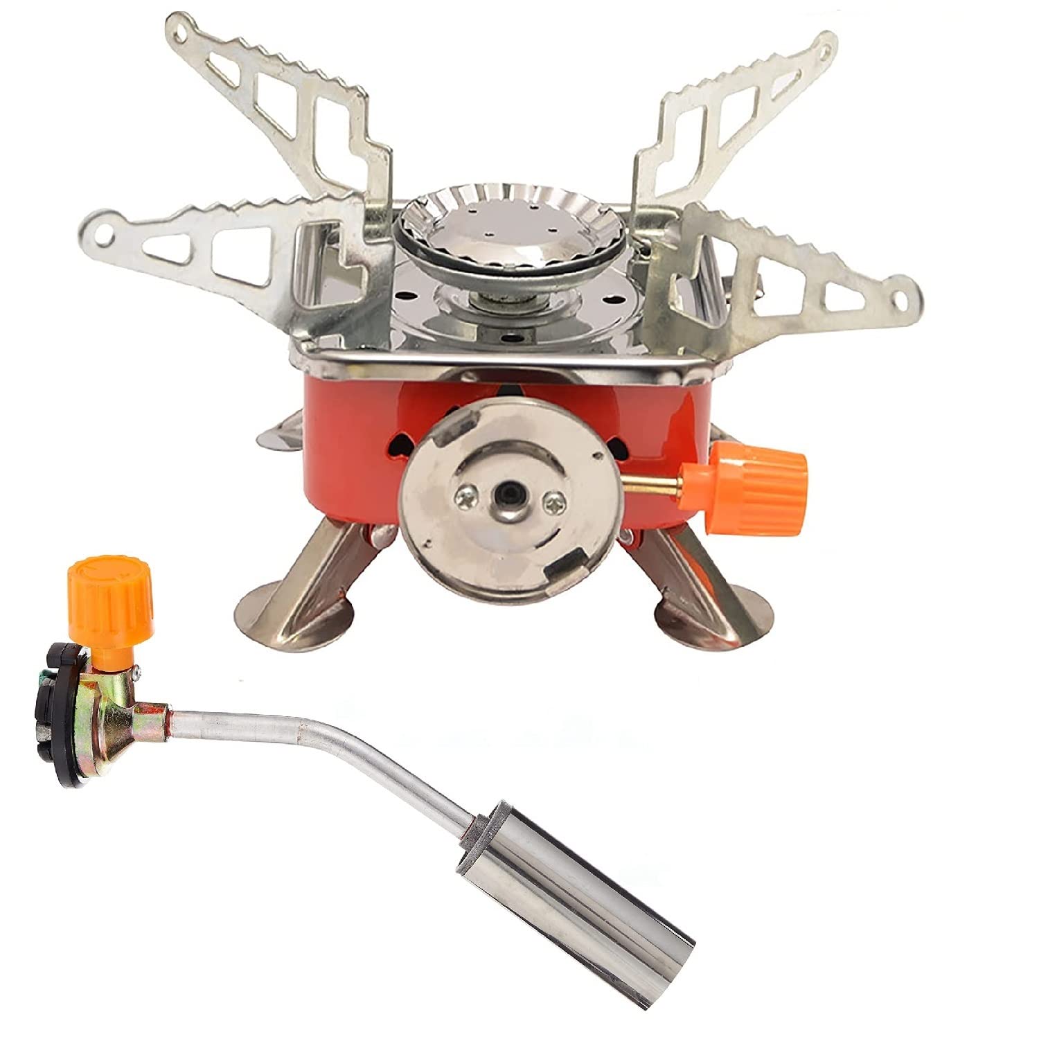 Y&LPortable Gas Stove & Flame Gun, Mini Butane Stove, Outdoor Camping Burner Butane Stove Blow Torch Small Camp Cooker Windproof BBQ Gas Burner Cooking Set Picnic Stove with Storage Bag.