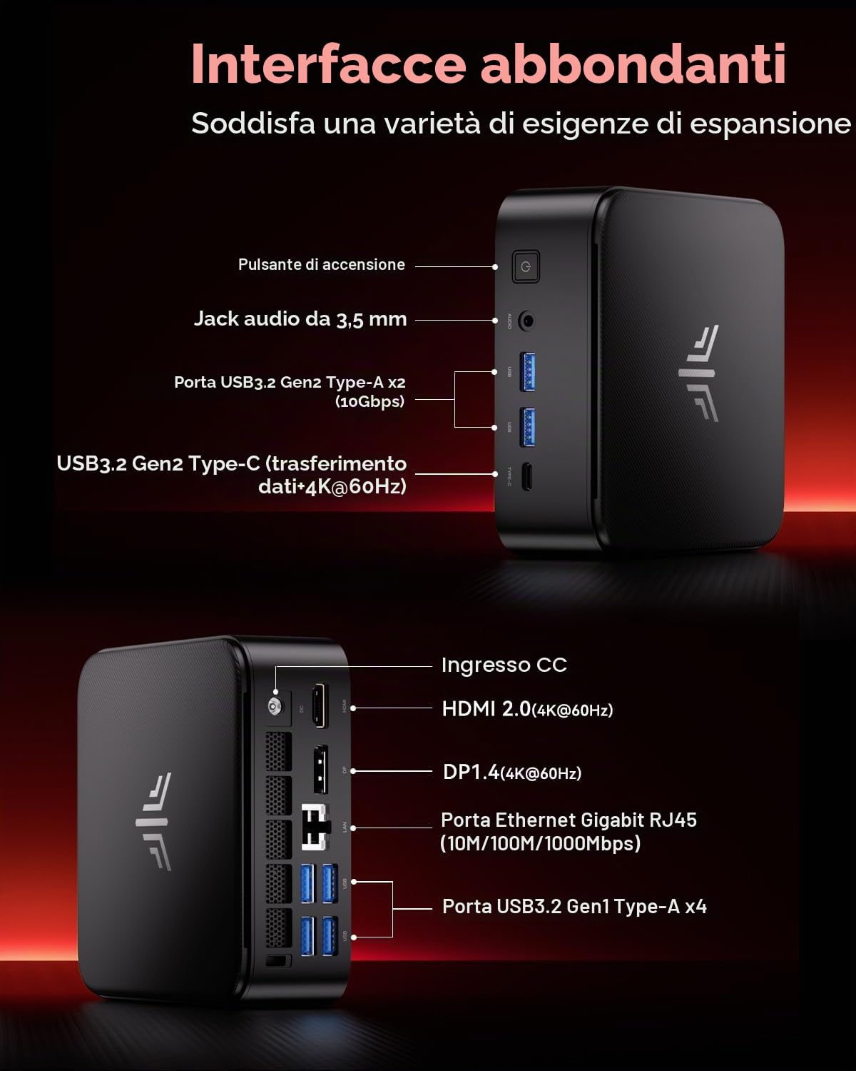 NiPoGi E3B Mini PC АMD Ryzen 5 7430U (fino a 4,3 GHz), 16GB DDR4 SSD M.2 da 512GB, Mini Computer Desktop con W-11 Pro | Triplo Display 4K | WiFi6 | BT5.2 per Uffici Aziendali, Design, Home, E-learning
