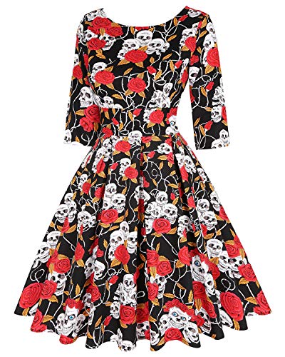 Image of MINTLIMIT Women's 1950s Retro Vintage Cocktail Party 3 /4 Sleeve Swing Dress