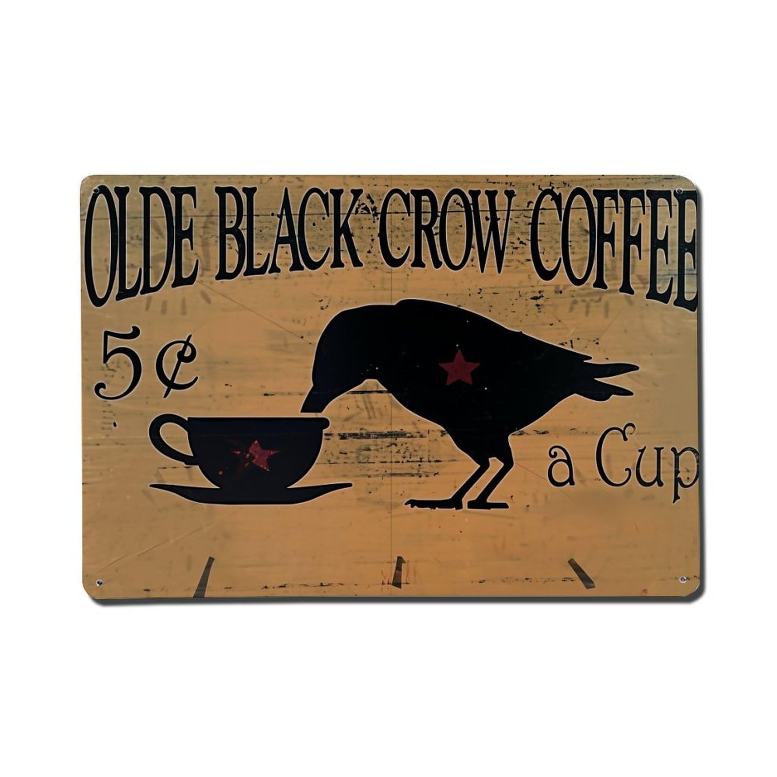 Olde Black Crow Coffee Sign Vintage Tin Sign Retro Metal Wall Decor Metal Poster, Home Bar Garage Farmhouse Cafe Wall Art Decoration 8x12Inches
