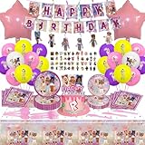 Vasabea Pink Party Supplies Blocks Birthday Party Decoration Include Birthday Banner, Cake Topper,...