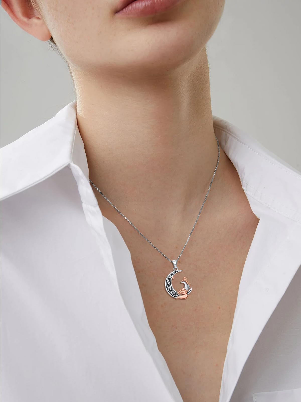 Volpe Regali Argento Sterling Volpe Luna Collana Compleanno San Valentino Alice Gioielli Regali per Donne Ragazze