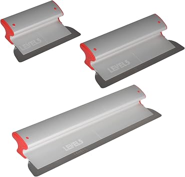 LEVEL5 Drywall Skimming Blade Set | 10, 16 & 24 Inch Skimming Blades | Ergonomic Aluminum Body | Replaceable 0.3mm German Stainless Steel Blade | For Smoothing Walls and Ceilings | 5-443