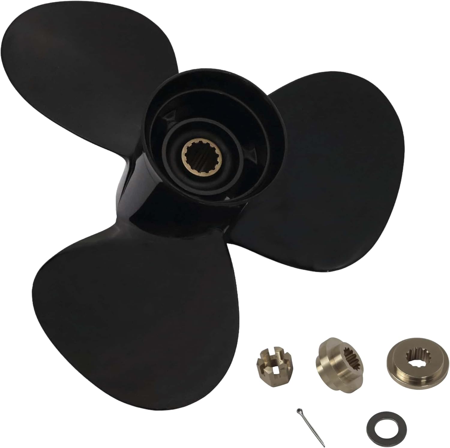 58100-88L30-019 11 5/8 X 12 Inch 3 Blades 13 Spline Tooth RH Rotation Propeller for Suzuki 35-65 HP Aluminum Alloy 11.6 X 12 Boat Prop with Hub Kit