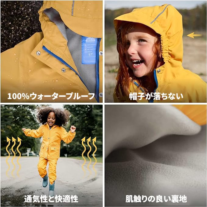 Image of JAN & JUL Waterproof Fleece Lined Rain Jacket, Raincoat for Toddlers and Kids