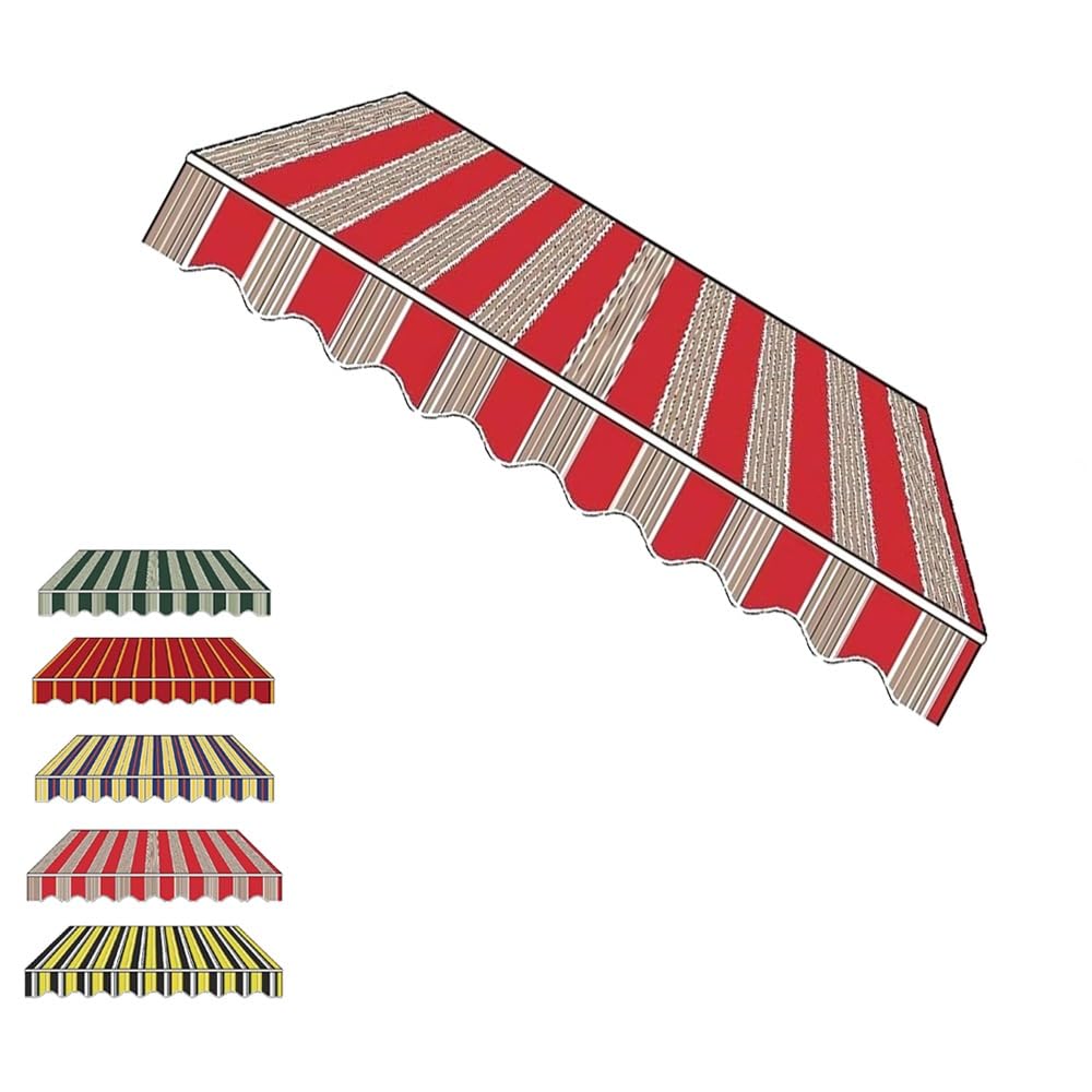 Wysuwana tkanina zastępcza markizy na patio - 11,5 x 10 / 12 x 10 / 16 x 13 / 3 x 2,4 m, osłona przeciwsłoneczna do drzwi i okien, górna pokrywa w paski, 360 x 300 cm
