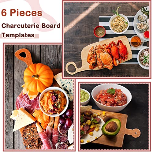 frienda 6 pcs charcuterie board template acrylic router template cutting board for woodworking thick handle with 3 pens angled curvy stencils guide tools for kitchenclassic