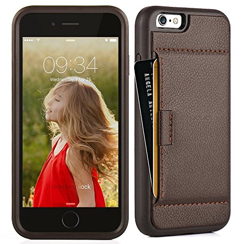 ZVE Case for Apple iPhone 6s and iPhone 6, 4.7 inch, Slim Leather Wallet Case with Credit Card Holder Slot Pocket Protective Case Cover for Apple iPhone 6 / 6s - Dark Brown