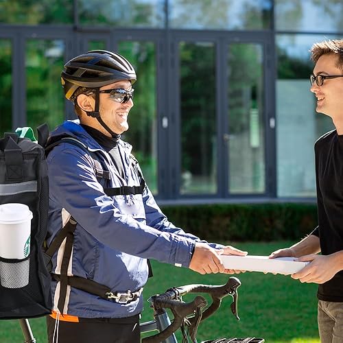 Miniatura 6 de Mochila de entrega de pizza aislada con soporte para 4 tazas, bolsas enfriadoras impermeables, bolsa de entrega de alimentos aislados para alimentos