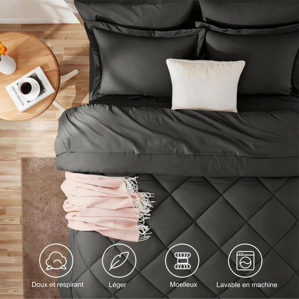 MEIION Couette EasySleep 2 en 1 quiélimine Le Besoin de draps, Moelleuse, Respirante, Facile d'entretien, pour Toutes Saisons