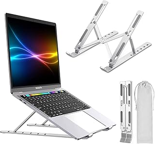Laptop Stand Kamoon Portable Adjustable Tablet Computer Stand Aluminum Alloy Folding Laptop Stand Compatible MacBook Air P...