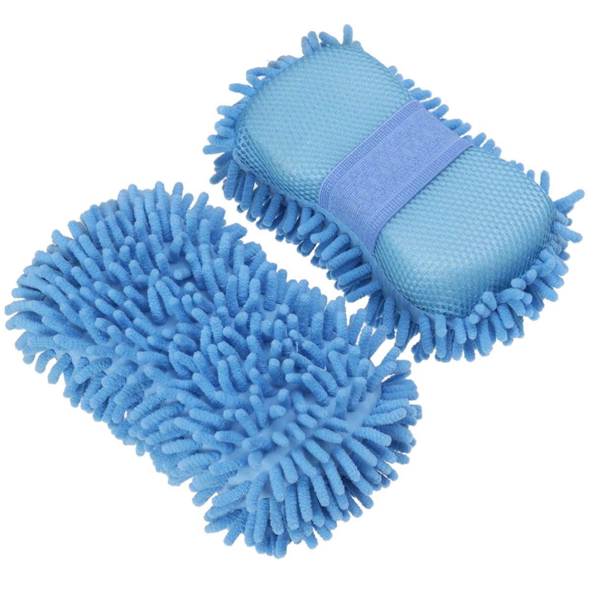 Gatuida 6piezas Guantes De Limpieza De Auto De Microfibra Chenille De Color Azul para Cuidado De Vehículos Sin Rayones Absorbentes y Multifuncionales