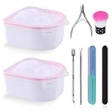 8PCS Nail Soaking Bowl Lorvain Nail Soak Tray with 6PCS Nail Polish Remover Tools Manicure Bowls with Cuticle Peeler Pusher Cutter and Nail Files Professional Nail Art Spa Tools for Salon Home (Pink)
