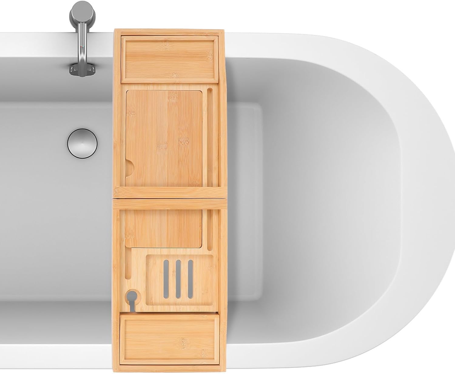 Adjustable Bathtub Tray with Phone Stand, Multi-Function Metal image 5