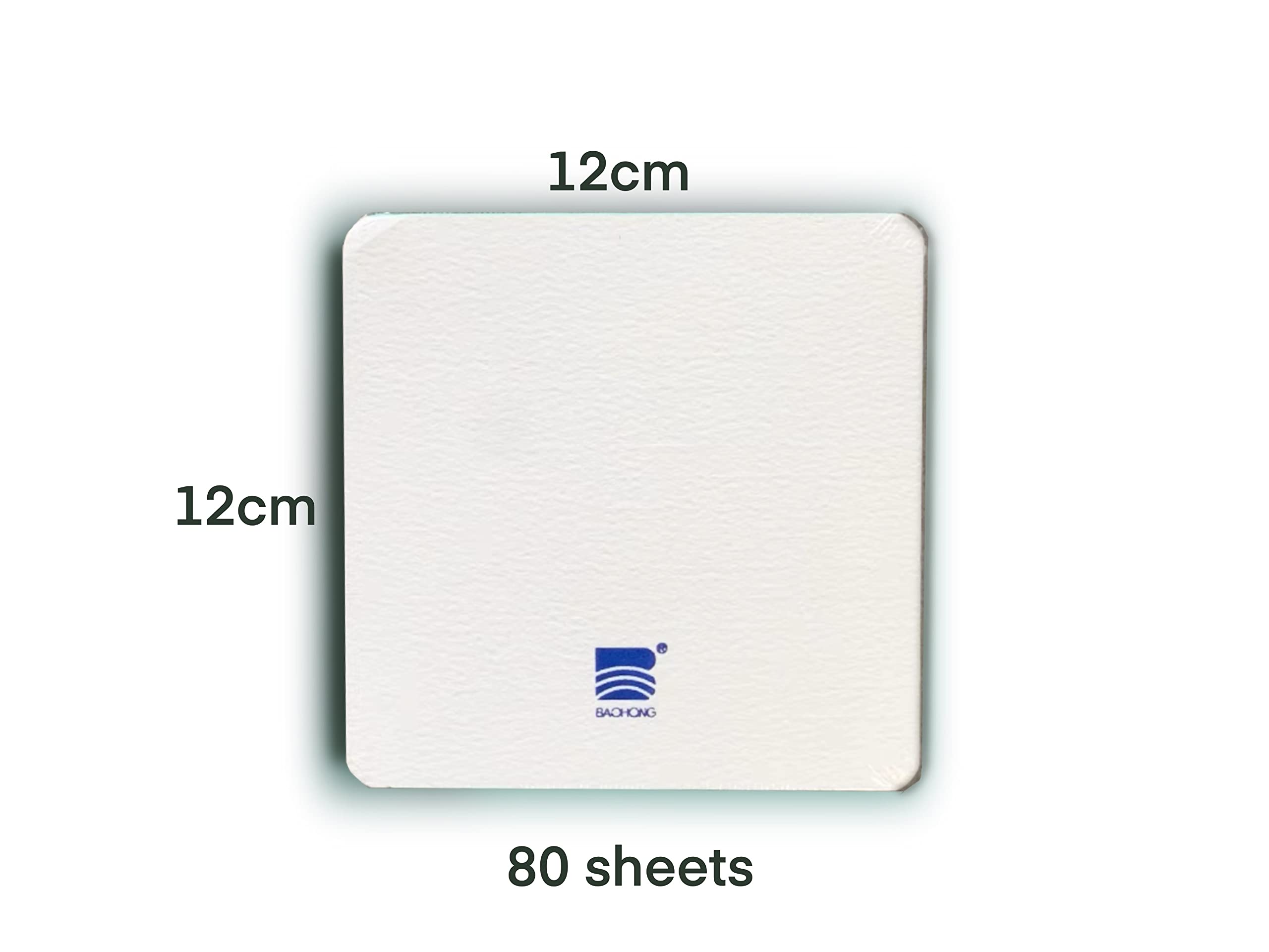 Baohong Watercolor Paper, Square Paper in120x120mm, 100% Cotton, 140lb/300gsm, 80 Sheets, Textured Cold Press, Glued on Two Edges (Square 12cmx12cm)