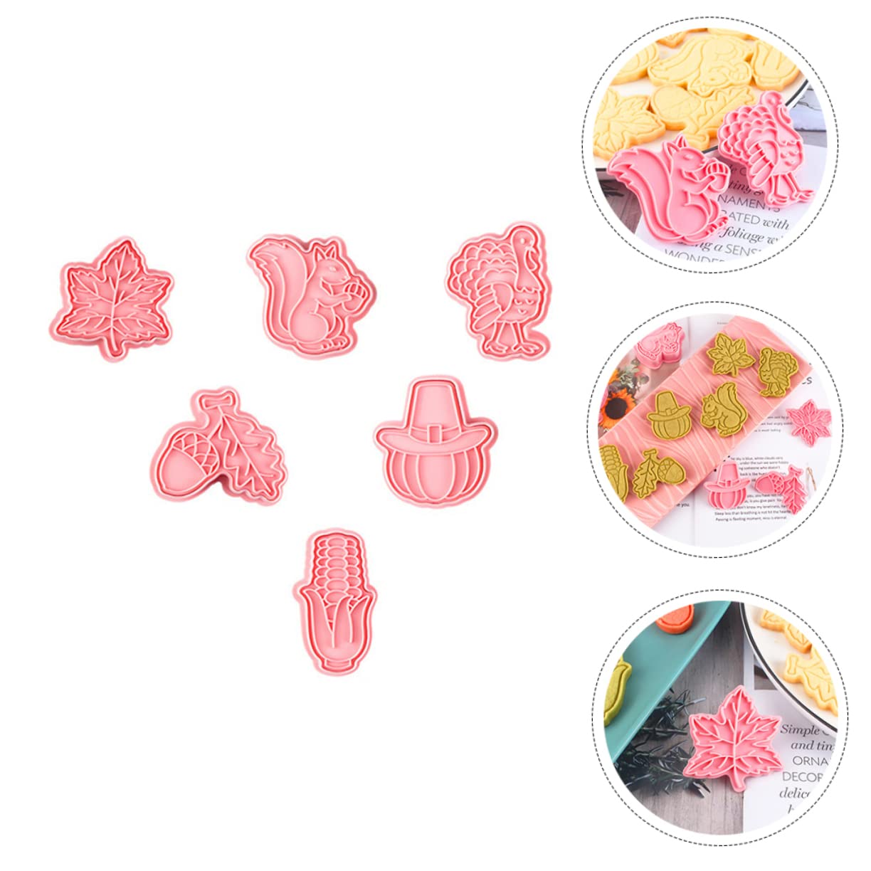 TOPBATHY 18 Pcs Emporte-pièces de Thanksgiving coupe-gâteau fondant moule à muffins ustensile de cuisine accessoires cuisine petits gâteaux moules de cuisson d'action de grâces pp rose