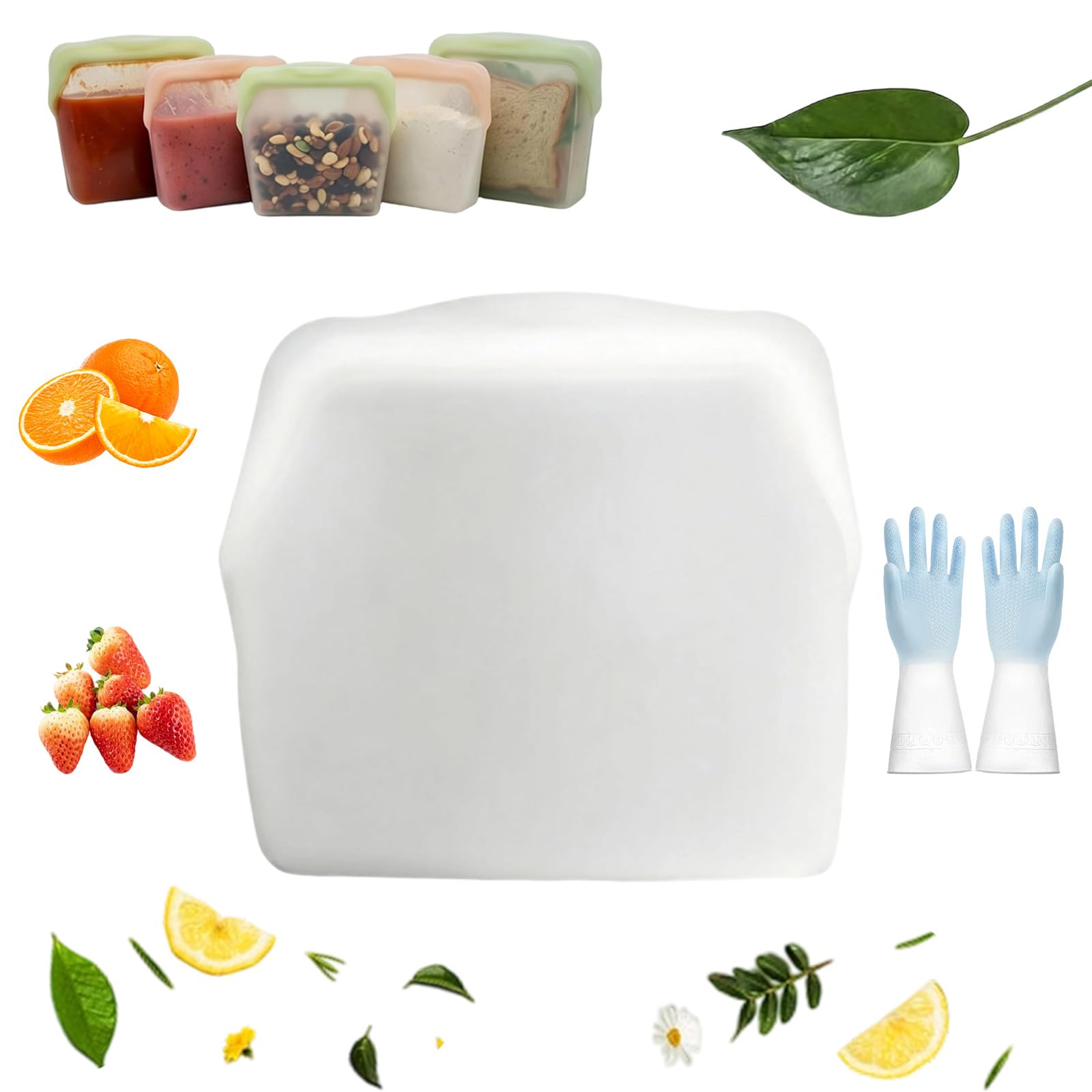 Original Premium Silicone Storage, Reusable Silicone Food Storage Bags, Leak-Proof Upright Freezer Bags, Odor-Proof, High-Temperature Resistant, Microwave and Dishwasher Safe (E)